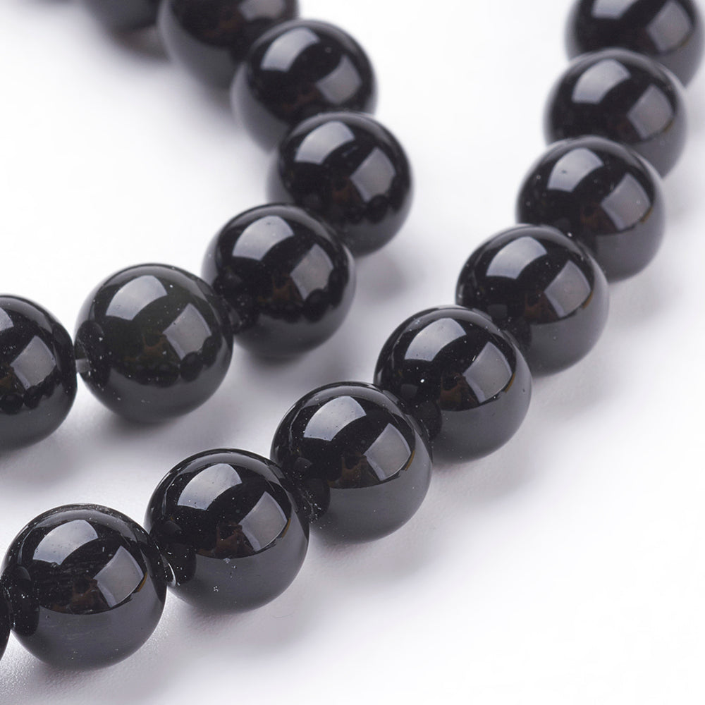 Obsidian Bead Strands Grade AA Black 8mm