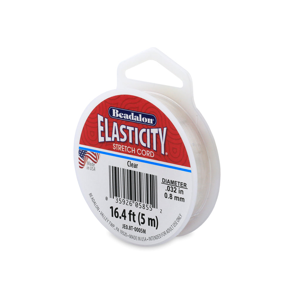 Beadalon Elasticity Stretch Cord – Clear 0.8mm (5m) The Pink Bead Shop