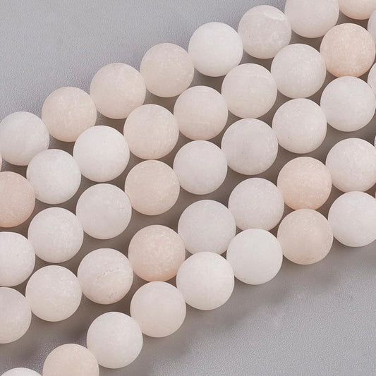 Pink Aventurine Natural Beads Strand Frosted, Round Asst Sizes