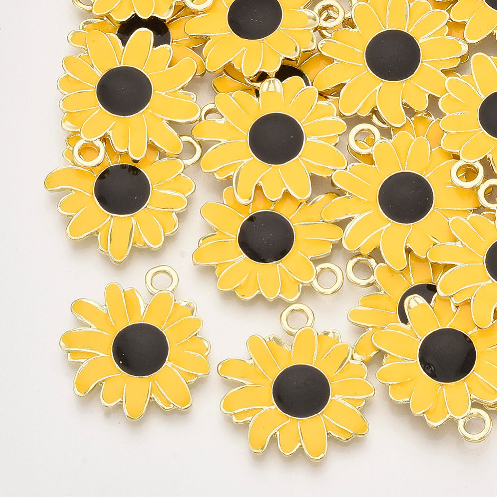 Sunflower Enamel Pendant