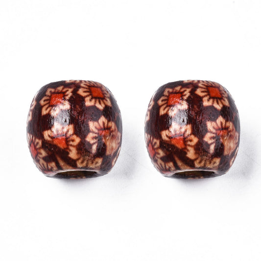 Wood Bead with Flower