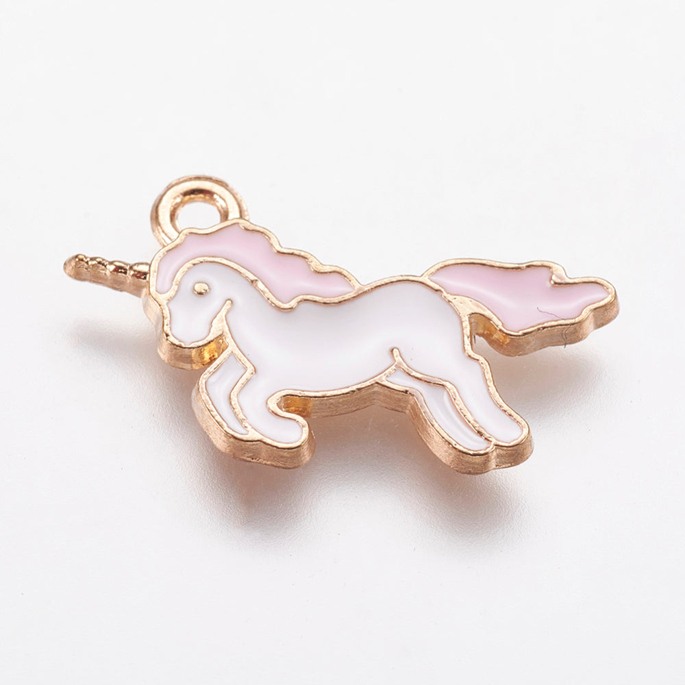 Unicorn Enamel Charm Sky Blue, Pink, Red, Purple 2PK