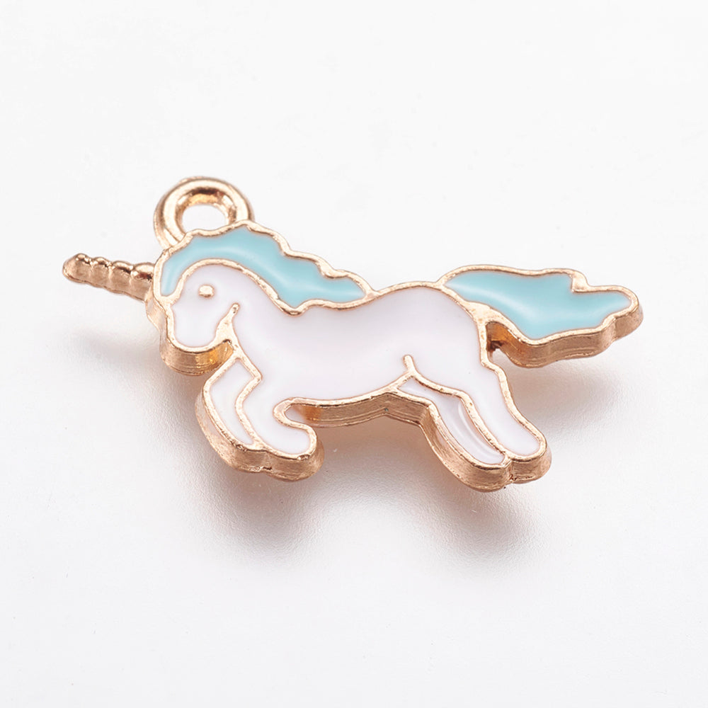 Unicorn Enamel Charm Sky Blue, Pink, Red, Purple 2PK