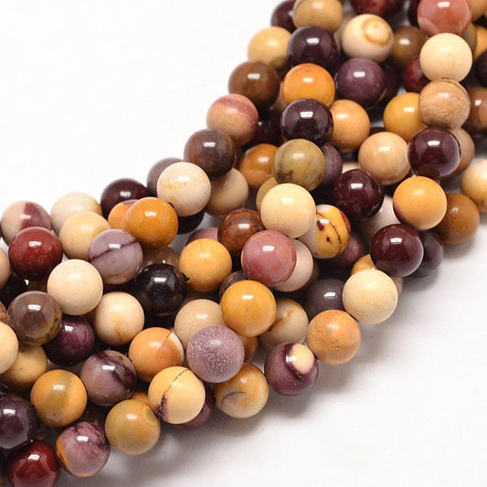 Natural Mookaite Round Bead Strands, 8mm