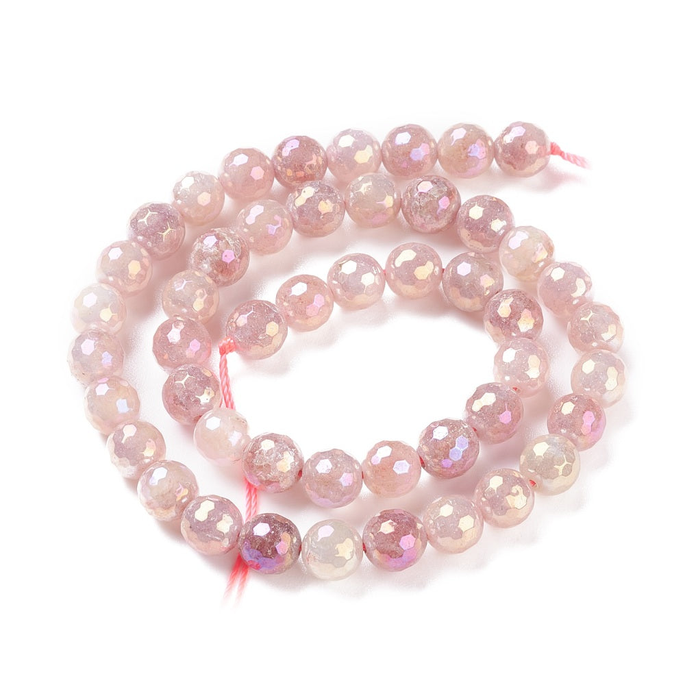 Strawberry Quartz Electroplated Faceted 8mm The Pink Bead Shop