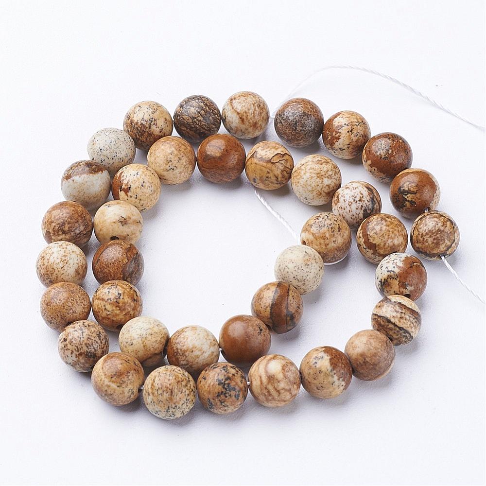 Picture Jasper Natural Round Bead Strands – 6mm & 8mm The Pink Bead Shop