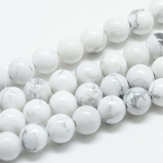 Howlite Beads Natural White Round 6mm & 8mm (Assorted Sizes) The Pink Bead Shop