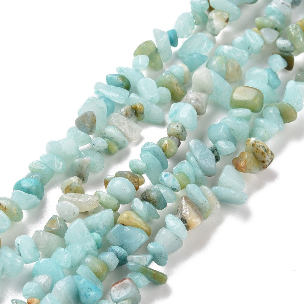 Natural Amazonite Chip Beads Strands, Size: about 5~8mm wide, 5~8mm