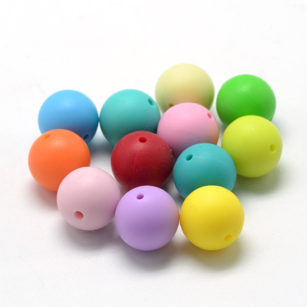 Food Grade Eco-Friendly Silicone Beads, Round, Mixed Color