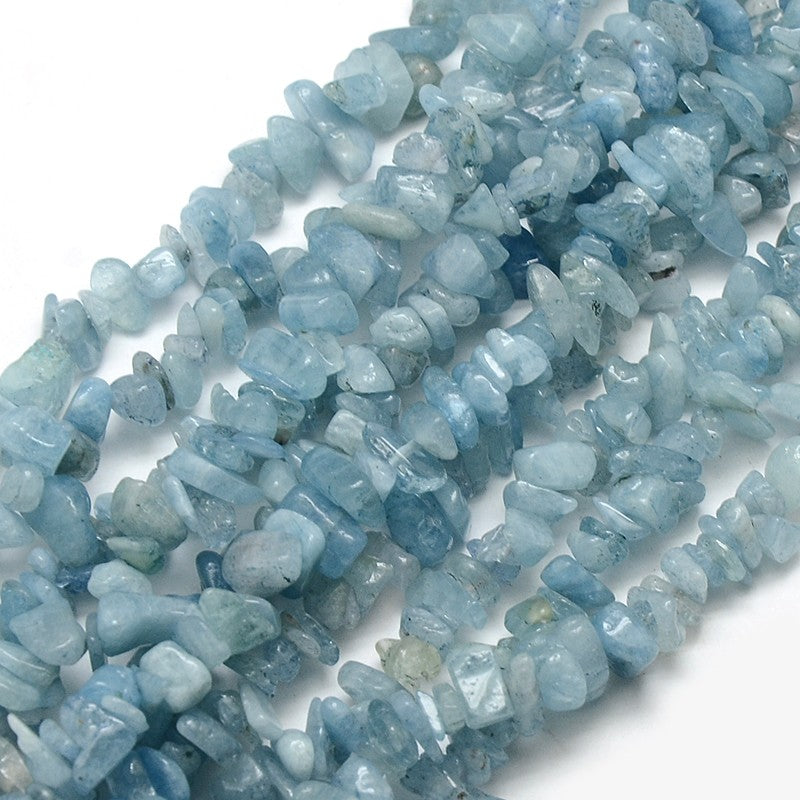 Natural Aquamarine Chip Beads Strands Size: about 5~8mm