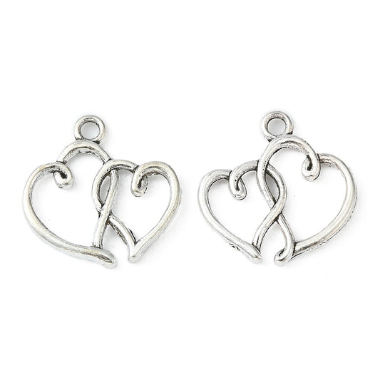 Tibetan Style Alloy Pendants, Cadmium Free & Lead Free, Heart, Antique Silver 4 Pack