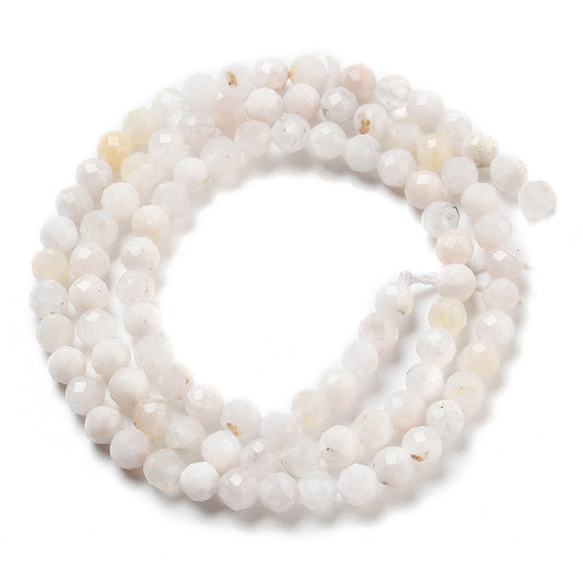 Natural Rainbow Moonstone Beads Strands, Round, Faceted 4mm