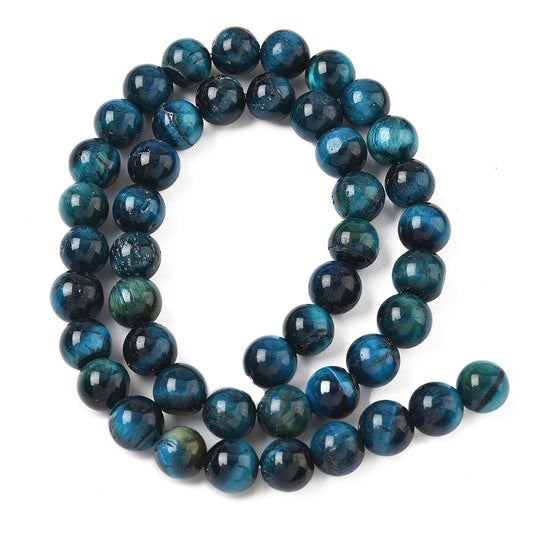 Marine Blue Tiger Eye Bead Strands 8mm Dyed