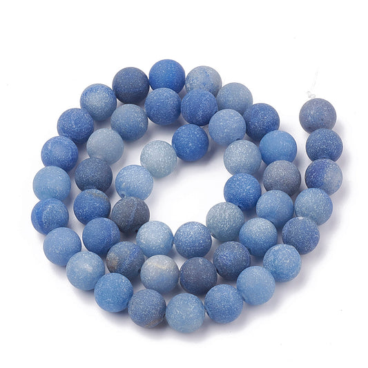 Natural Blue Aventurine Beads Strands, Frosted, Grade A, Round, 4mm