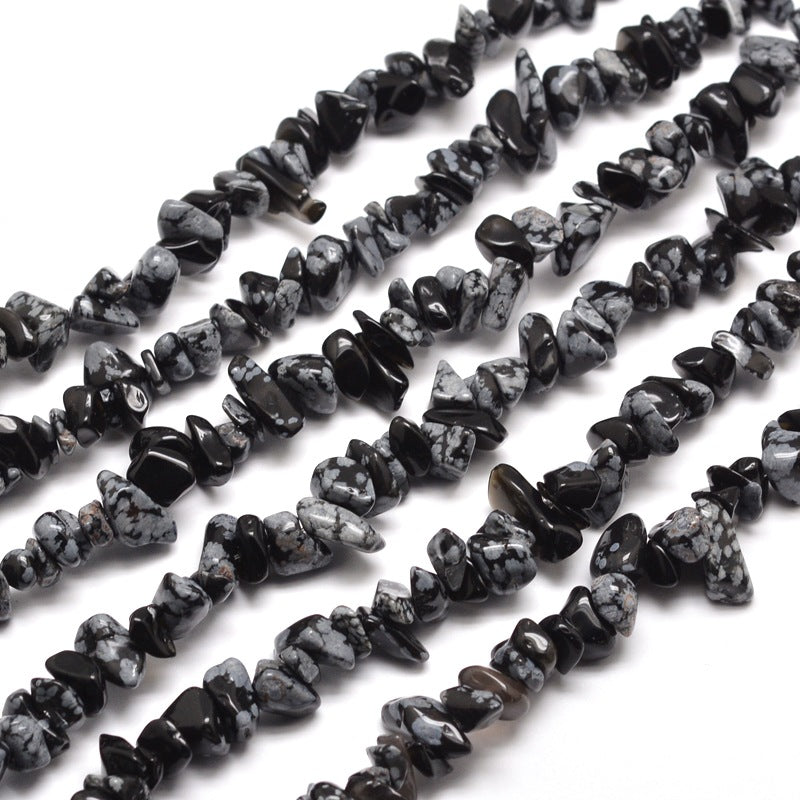 Snowflake Obsidian Chip Bead Strands Size: about 5~8mm