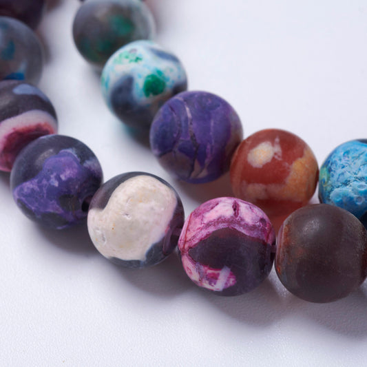 Agate Fire Crackle Dyed Mixed Color Round 8mm Bead Strands
