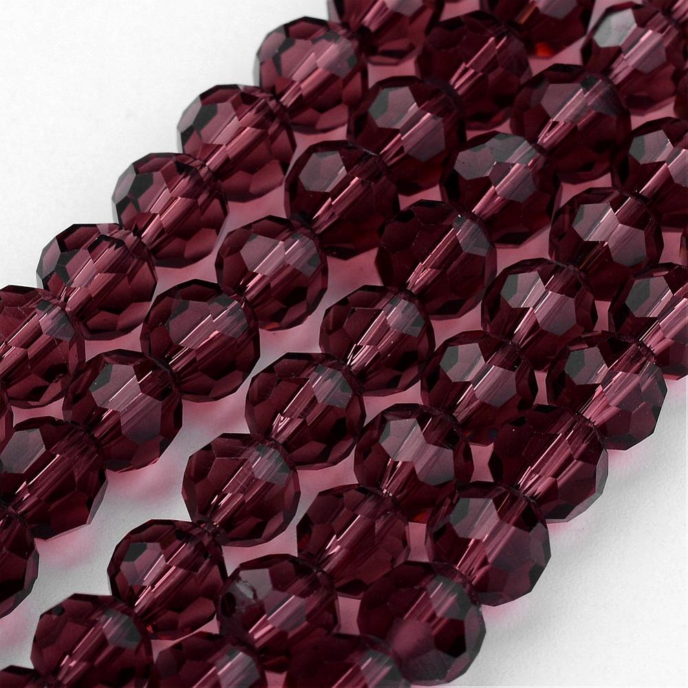 Transparent Glass Bead Strands, Imitation Austrian Crystal, Faceted (32 Facets), Round Assorted Colors