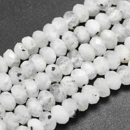 Natural Rainbow Moonstone Beads Strands, Rondelle, Faceted 6mm