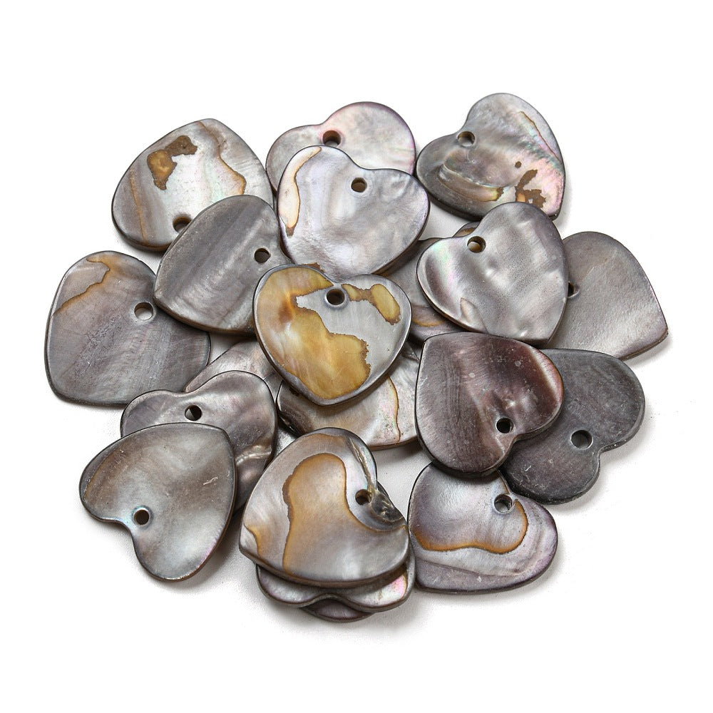 Heart Freshwater Shell Pendants Dyed Black 2 Pk