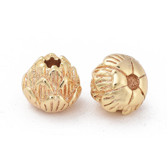 Brass Spacer Beads, Nickel Free, Real 18K Gold Plated, Lotus Flower