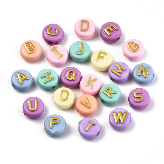 Alphabet Acrylic Beads Mixed Color 100pieces