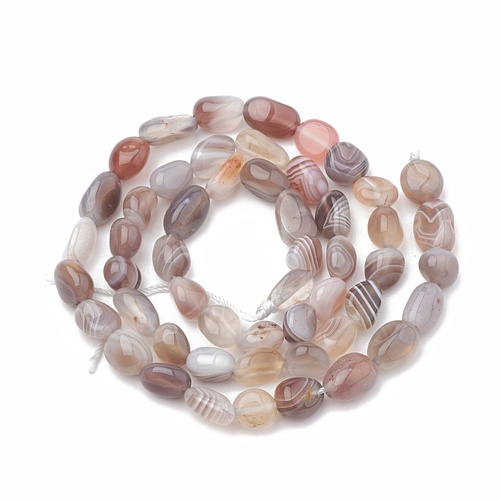 Botswana Agate Beads Strands, Oval Natural