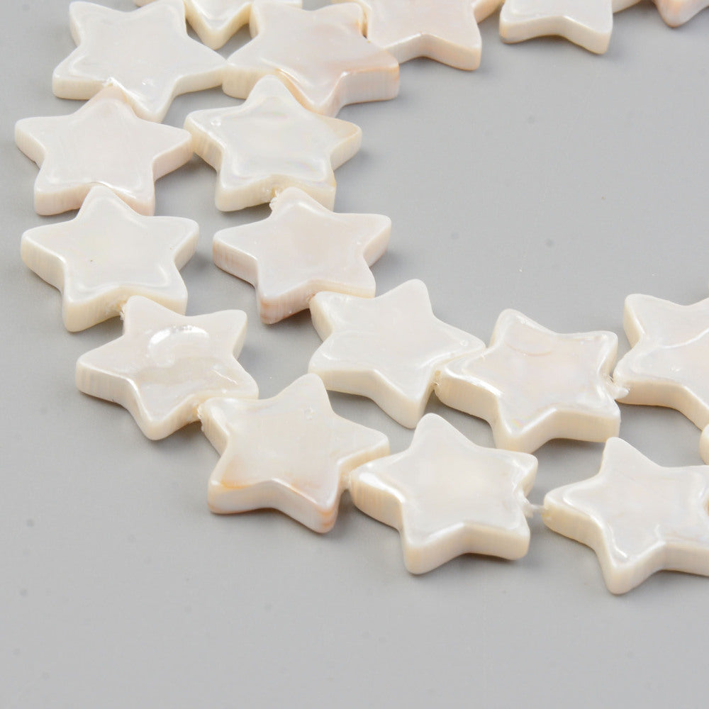 Freshwater Shell Beads – Electroplated Star Shape 15x15x3mm (27pcs/Strand) The Pink Bead Shop