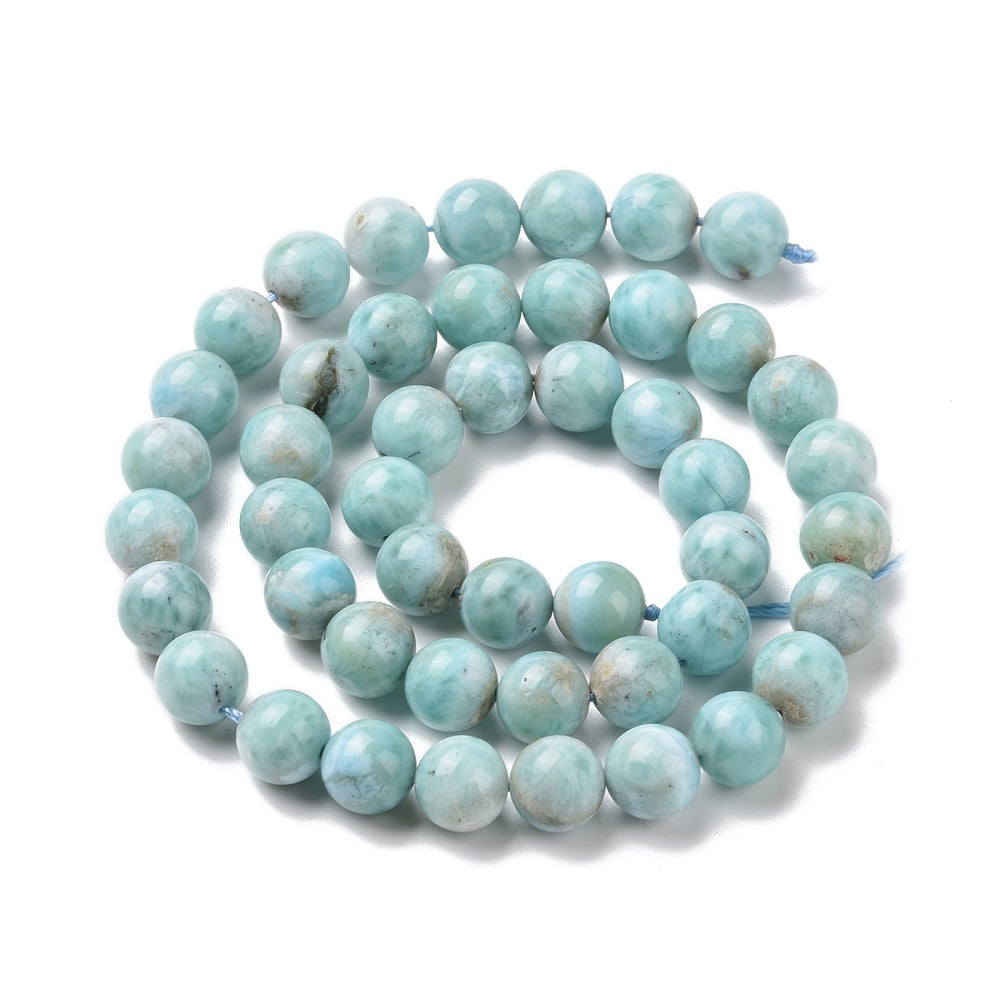 Natural Larimar Round Bead Strands Grade AB