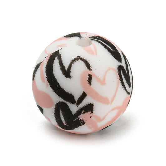 Heart Round Silicone Beads 15mm