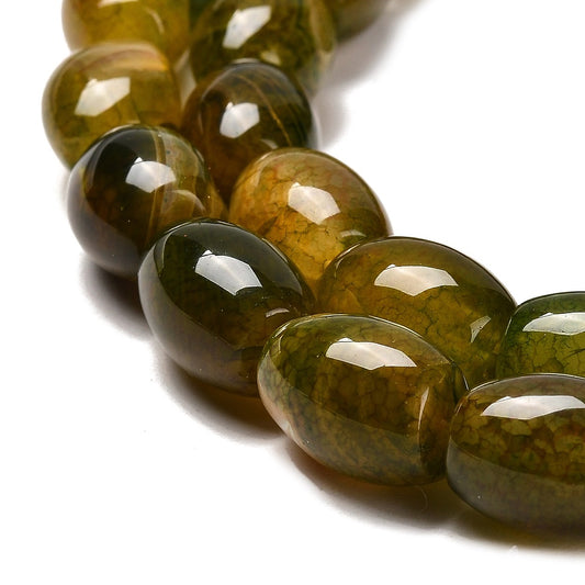 Agate Beads Dyed & Heated Olive Bongo Drum Shape 13~14x10mm (28pcs/Strand) The Pink Bead Shop