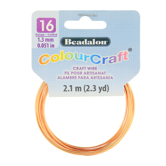 Beadalon ColourCraft Wire 16 Gauge Tarnish Resistant Copper 2.1m (2.3yd) Coil | The Pink Bead Shop Canada