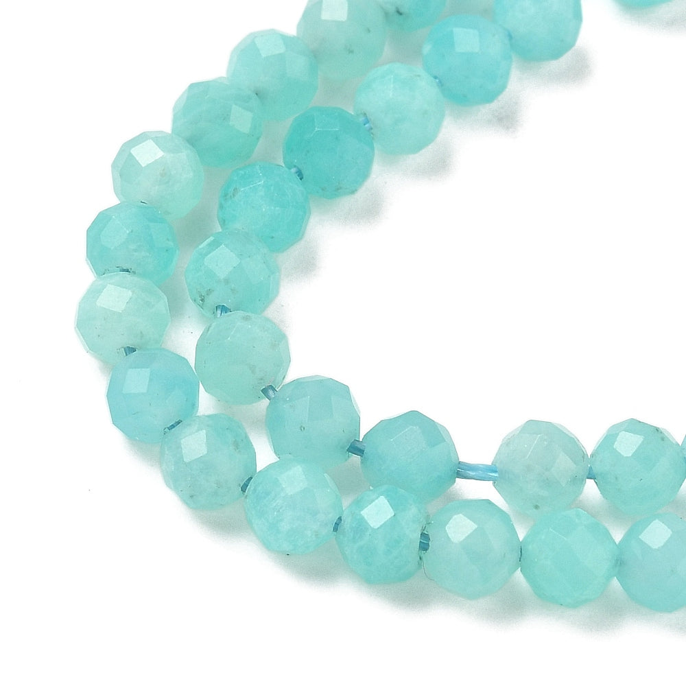 Amazonite Beads  Natural Faceted Round 4mm (95pcs/Strand) The Pink Bead Shop