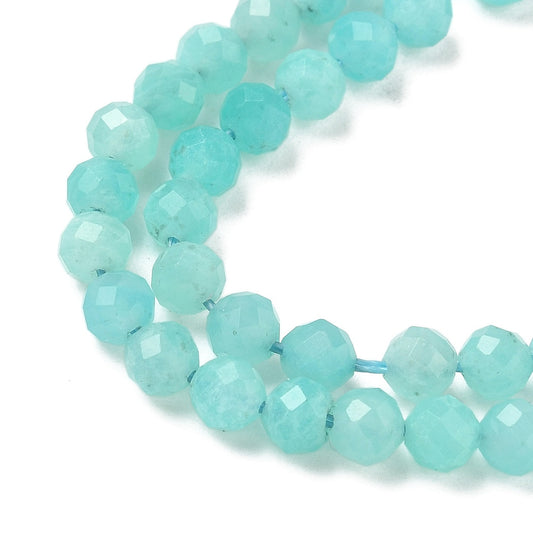 Amazonite Beads  Natural Faceted Round 4mm (95pcs/Strand) The Pink Bead Shop
