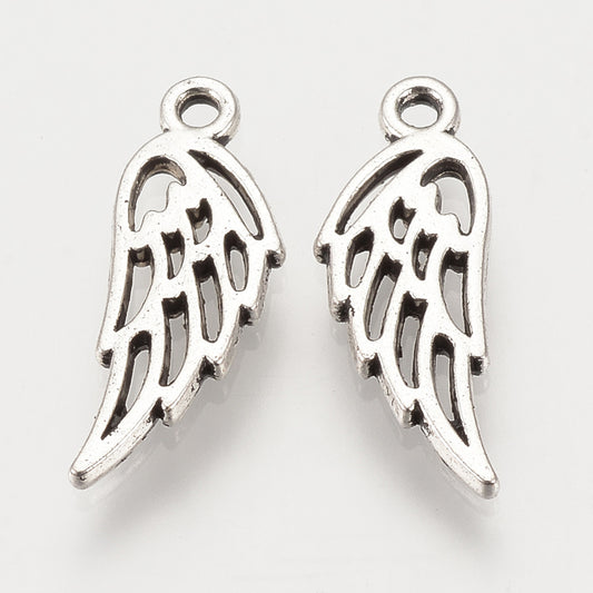 Tibetan Style Alloy Charms, Wing, Cadmium Free & Lead Free, Antique Silver 10PACK