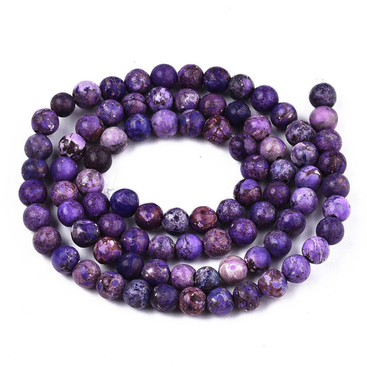 American Turquoise Beads – Dyed & Heated Round Indigo, 4mm (84–88pcs/Strand) The Pink Bead Shop
