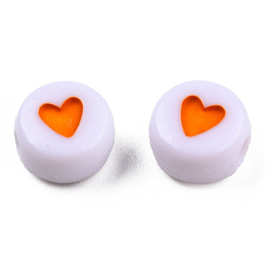 Heart Acrylic Beads with Enamel Mixed Color 200 pieces