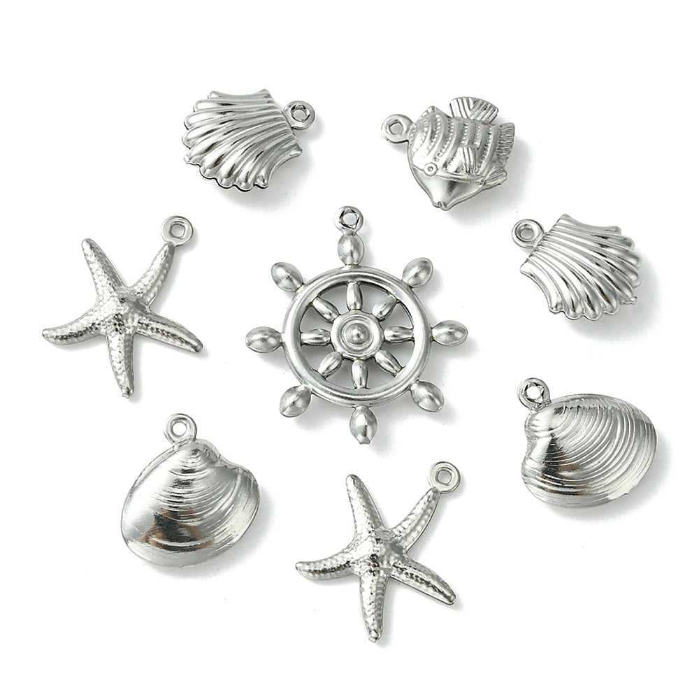 Ocean Themed Charm Box 60Pieces Stainless Steel