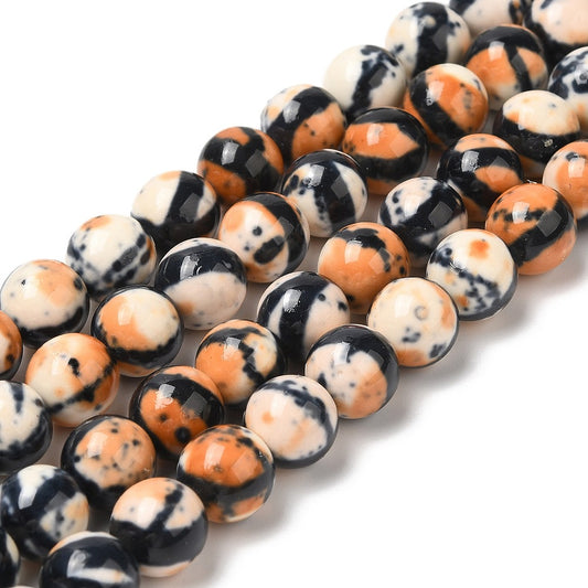 Ocean White Jade Bead Strands, Dyed, Round, Black 8mm