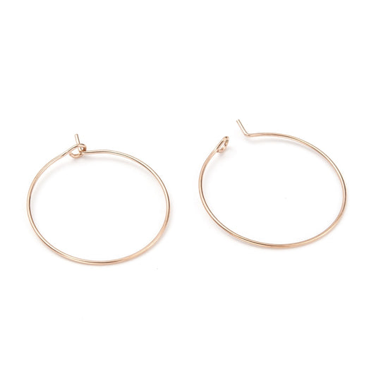 Ion Plating(IP) 316L Surgical Stainless Steel Hoop Earring Findings, Wine Glass Charms Findings, Rose Gold 1 PAIR