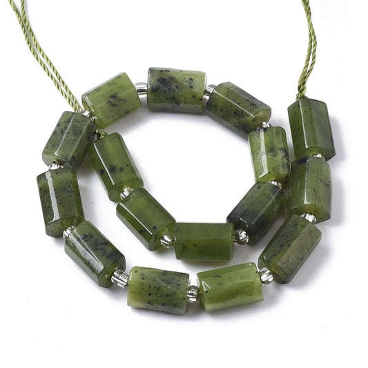 Natural Canadian Jade Beads Strands, Faceted, Column