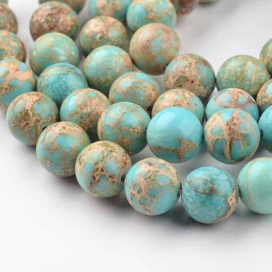 Natural Imperial Jasper Light Blue 8mm