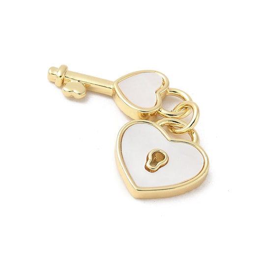 Heart Lock and Key Charms with Jump Rings 18k Gold & Platinum Plated