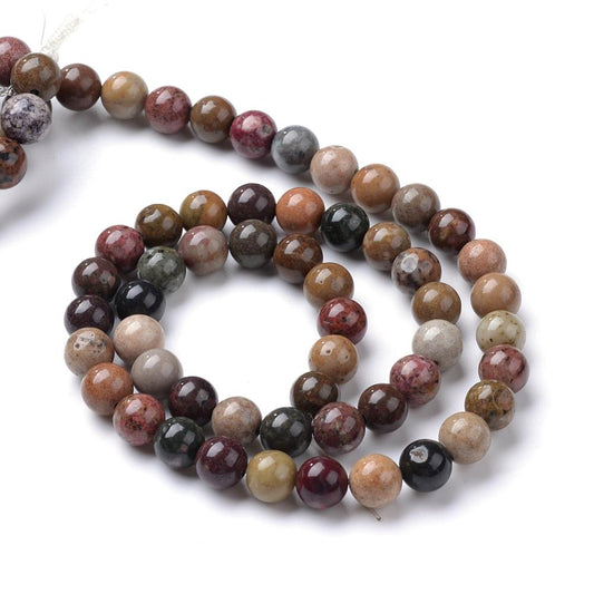 Natural River Stone Beads Strands, Round, Size: about 8mm