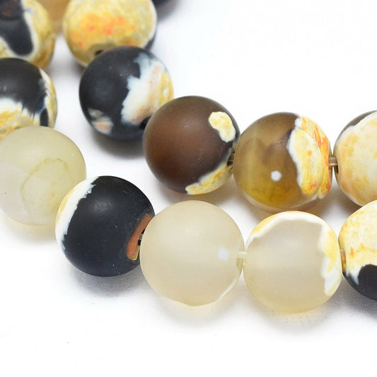 Fire Crackle Agate Frosted Yellow 8mm