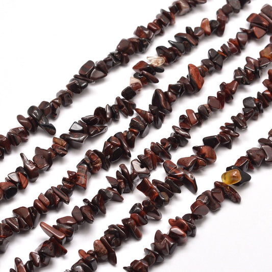 Natural Red Tiger Eye Chip Bead Strands, Dyed & Heated Size: about 5~8mm