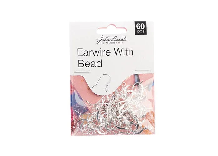 Earwire w/Bead Silver 60pcs