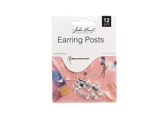 EARRING POST W/5MM BALL SILVER 12PCS