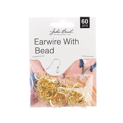 EARWIRE W/ BEAD GOLD 60PCS