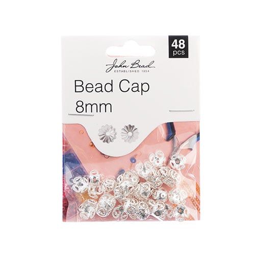Silver Color Flower Bead Caps – 8mm – 48 Pieces | The Pink Bead Shop Canada