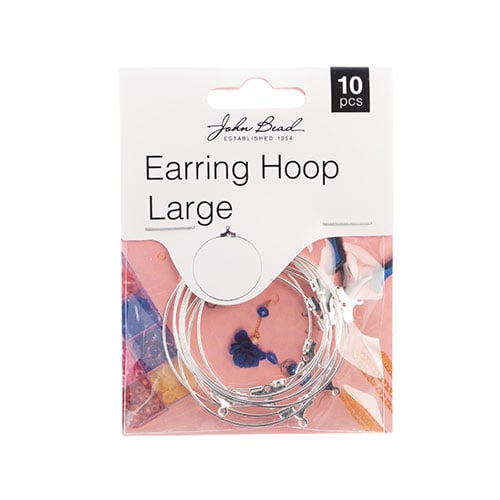 Must Have Findings Earring Hoop Large (Approx 38MM) Silver 10pcs | The Pink Bead Shop Canada